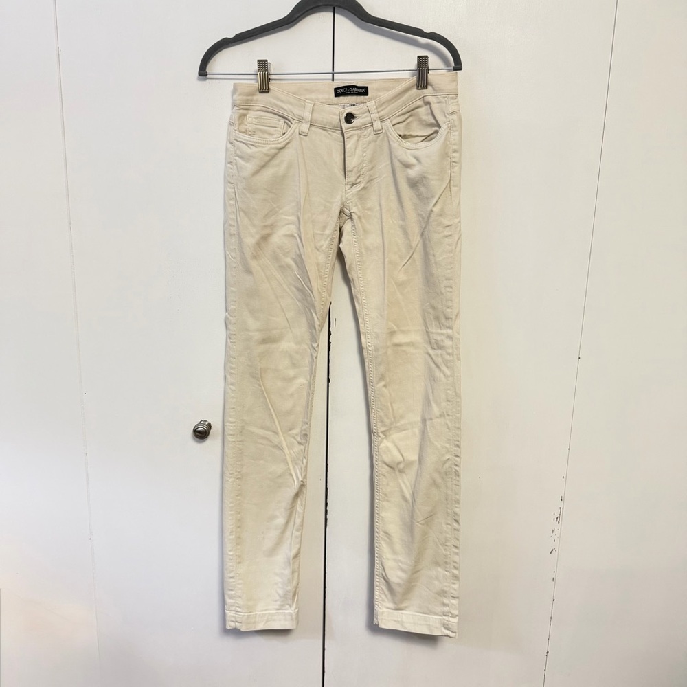Dolce Gabbana Girly Jeans Vintage Y2K Cream Denim IT 38 US 2